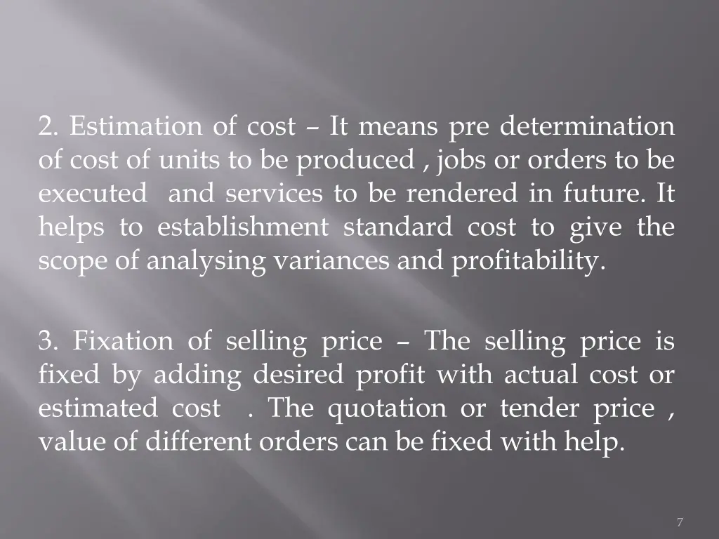 2 estimation of cost it means pre determination