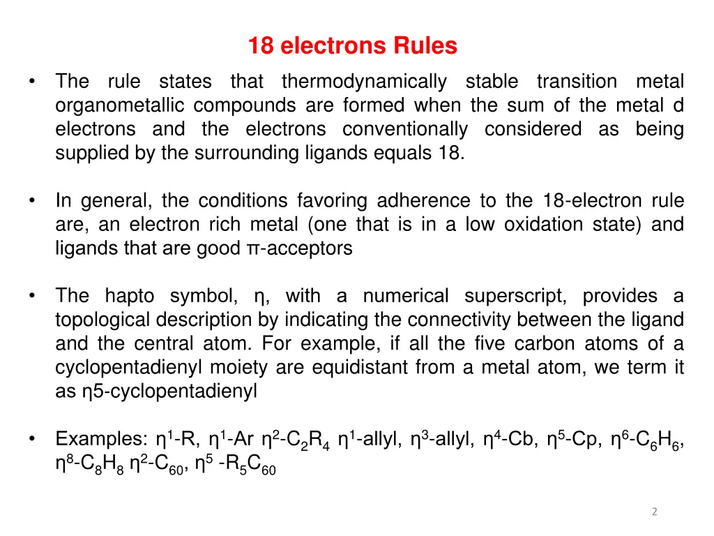 18 electrons rules 1