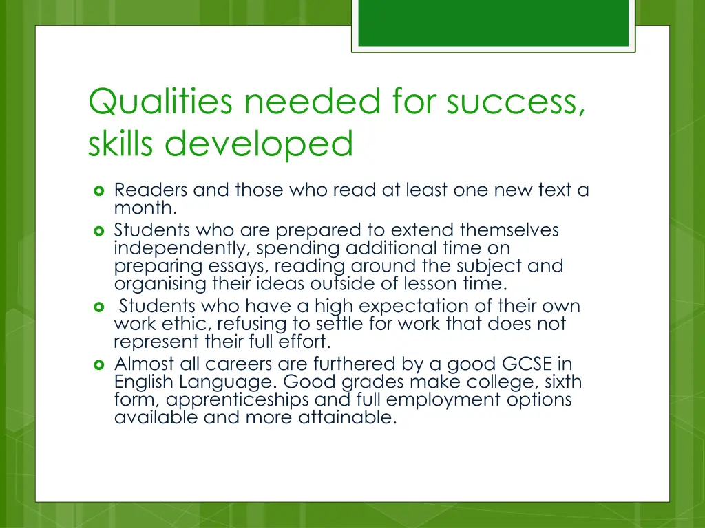 qualities needed for success skills developed