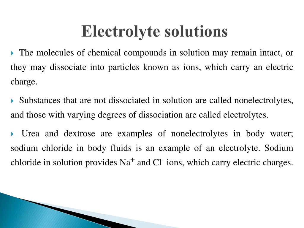 the molecules of chemical compounds in solution