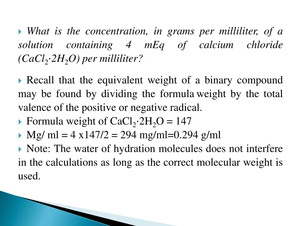 what is the concentration in grams per milliliter