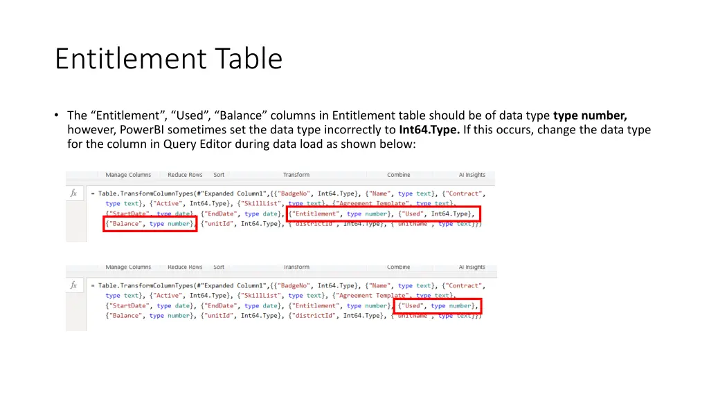 entitlement table