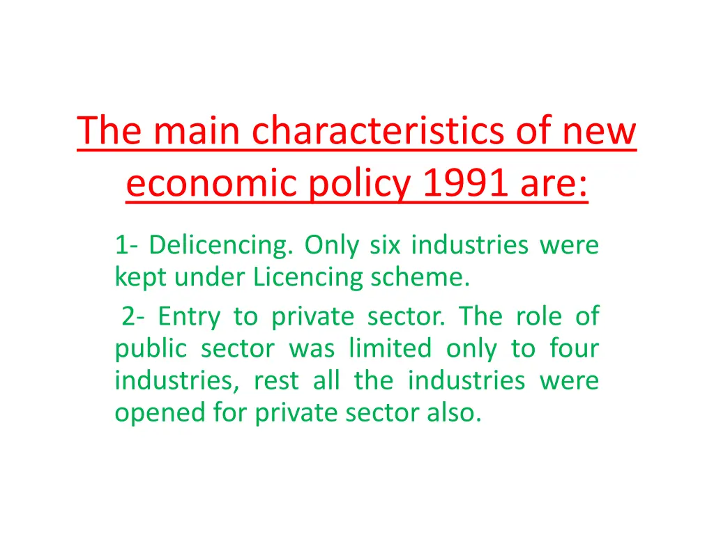 the main characteristics of new economic policy