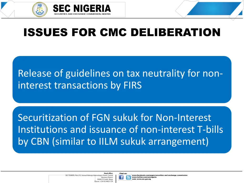 issues for cmc deliberation