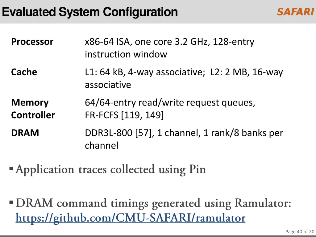 evaluated system configuration