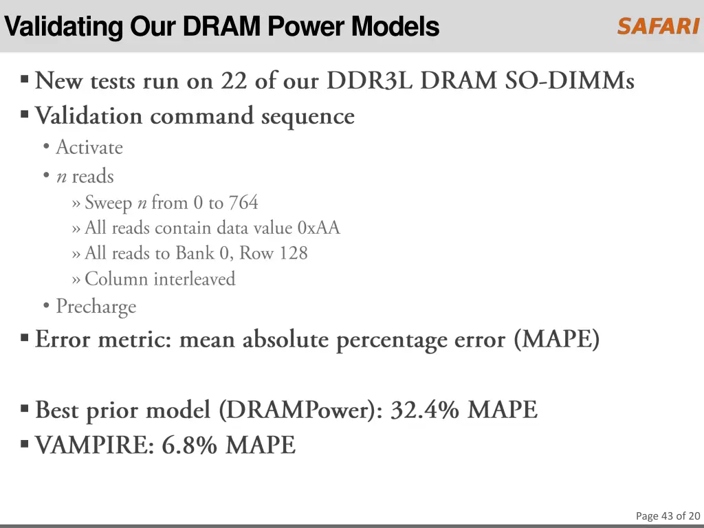 validating our dram power models