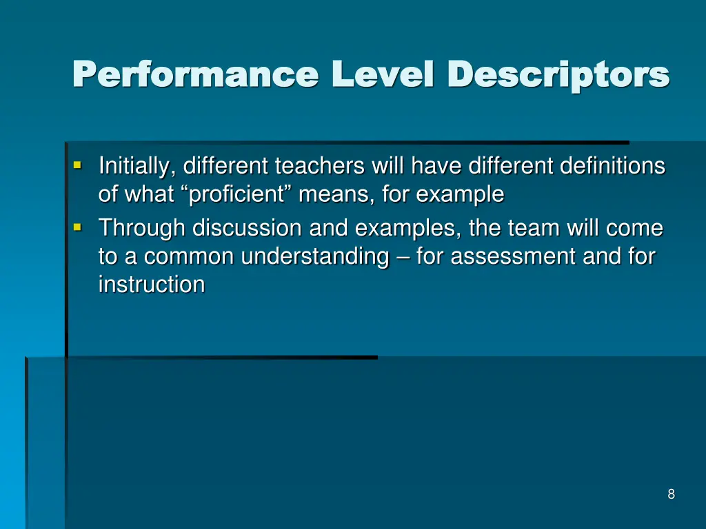 performance level descriptors performance level 1