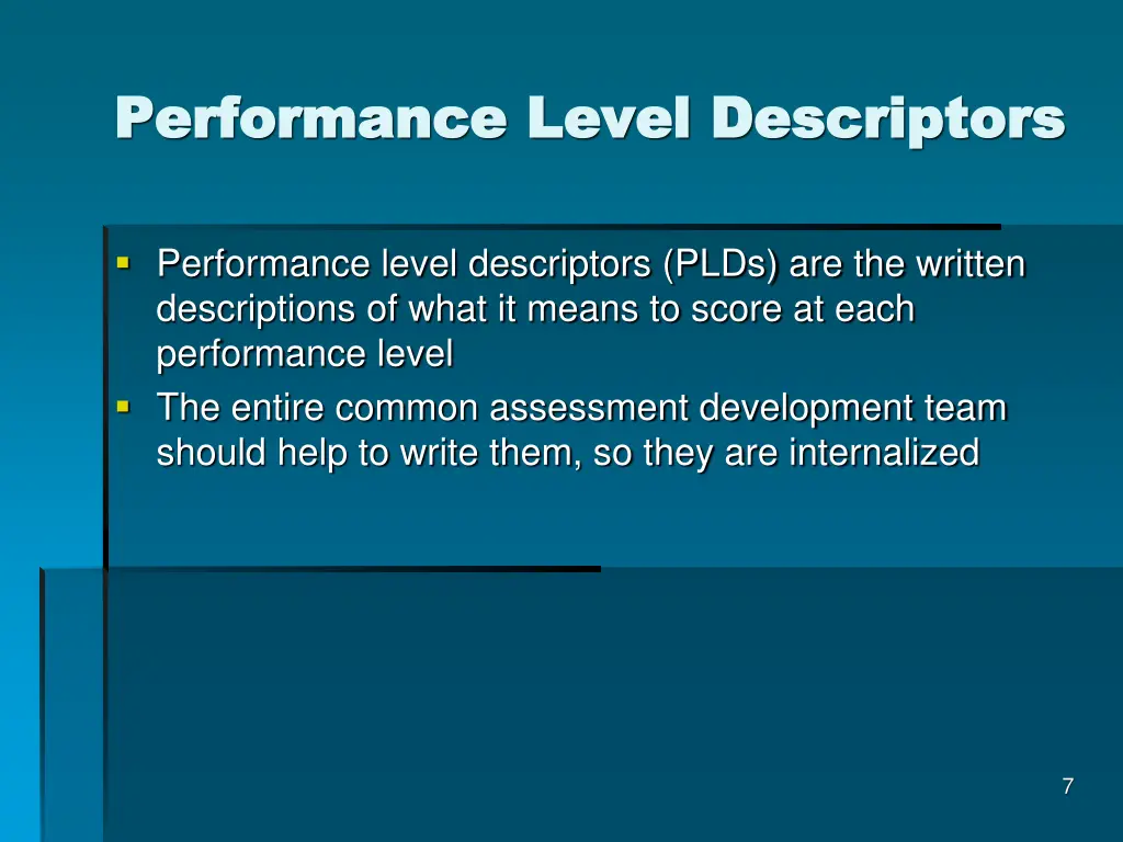 performance level descriptors performance level