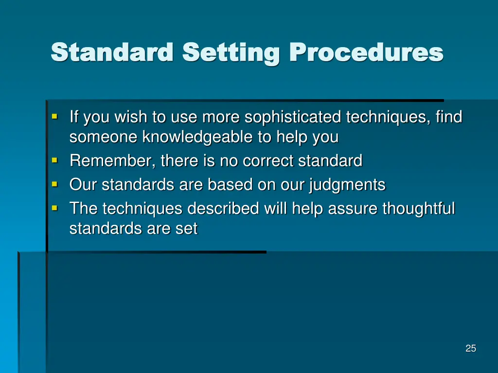 standard setting procedures standard setting 1