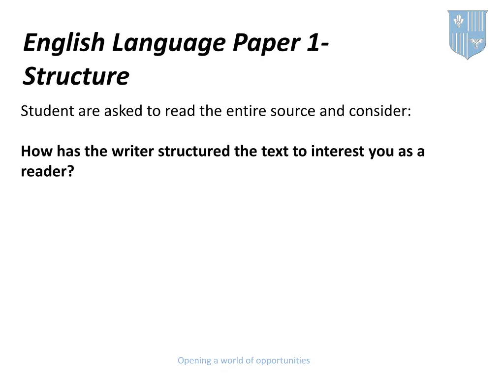 english language paper 1 structure