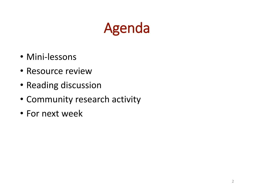 agenda agenda