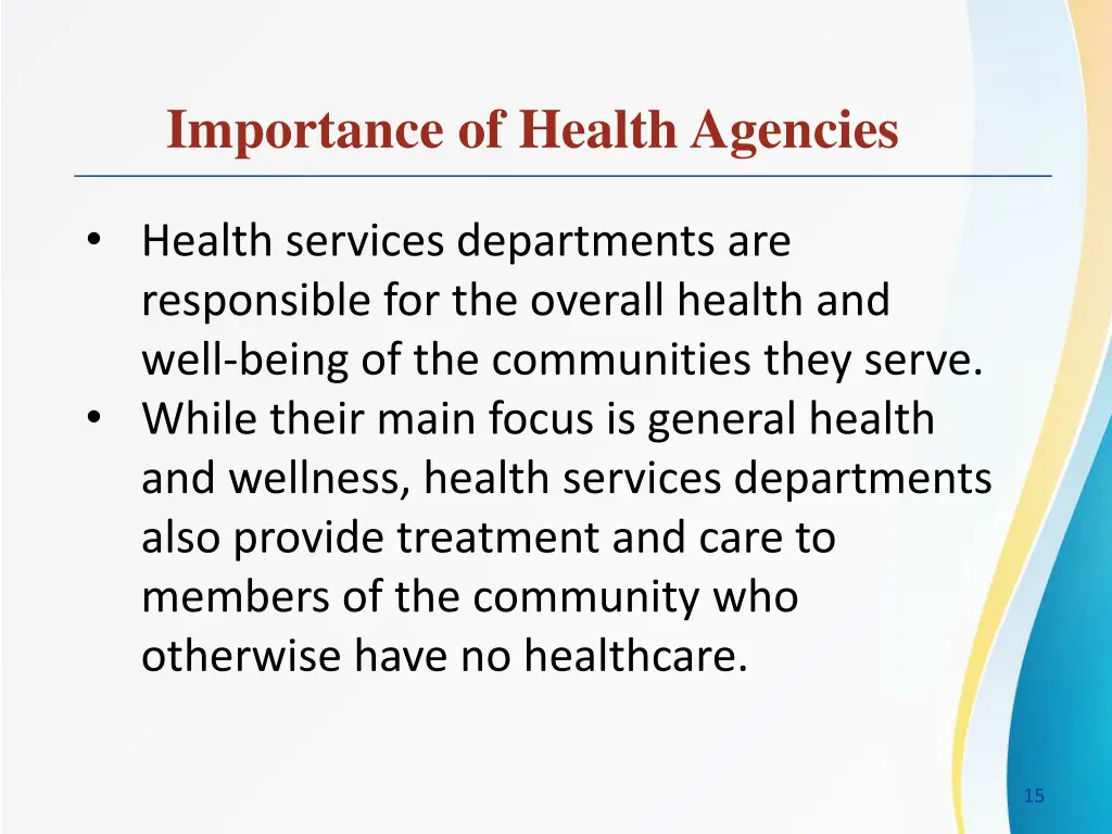 importance of health agencies