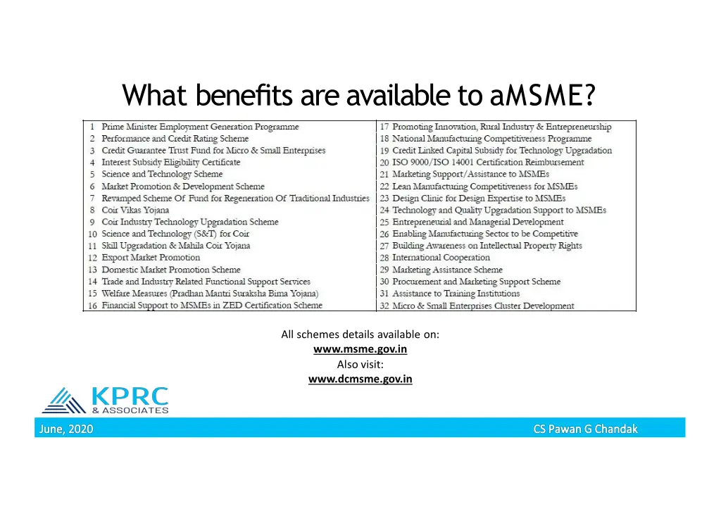 what benefits are available to amsme 1