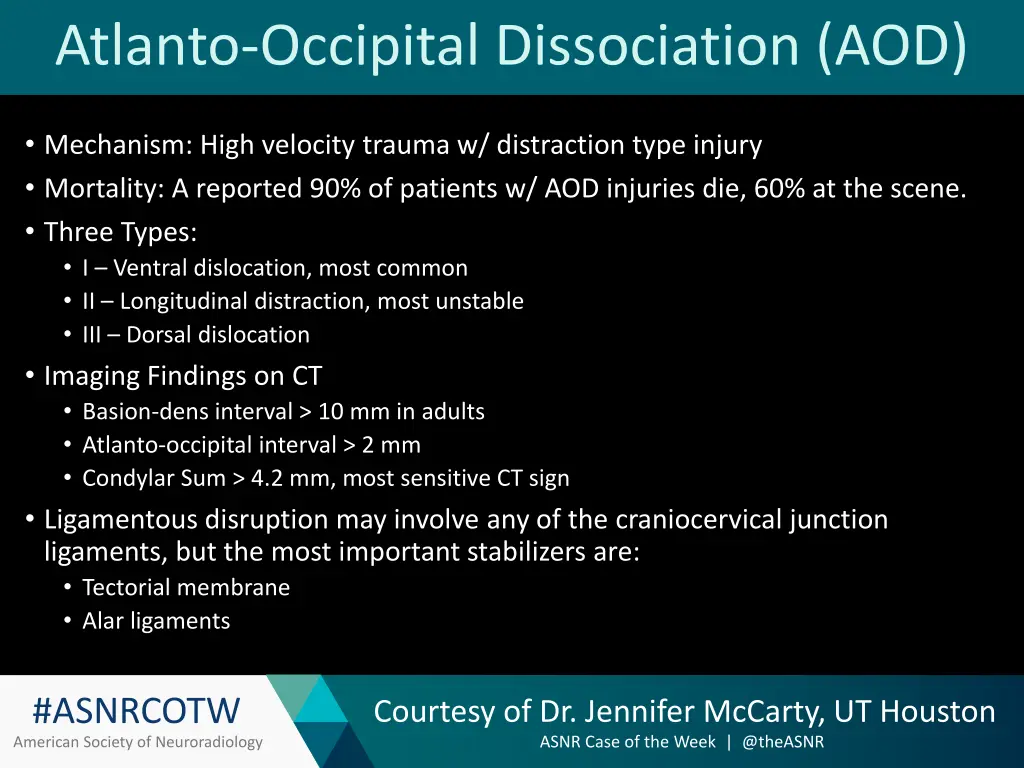 atlanto occipital dissociation aod