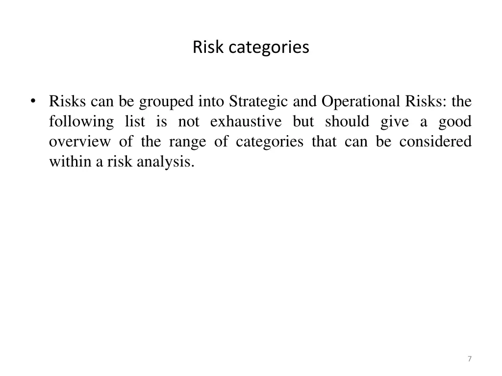 risk categories