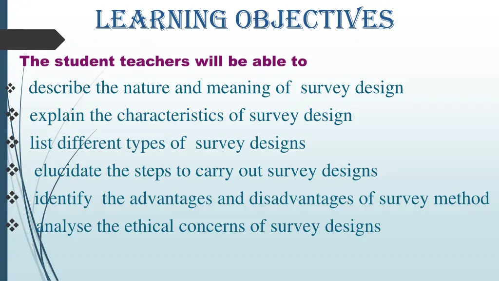 learning objectives