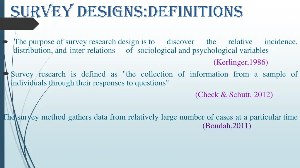 survey designs definitions