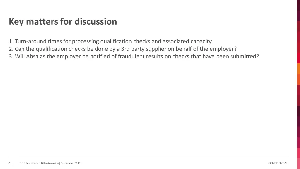 key matters for discussion