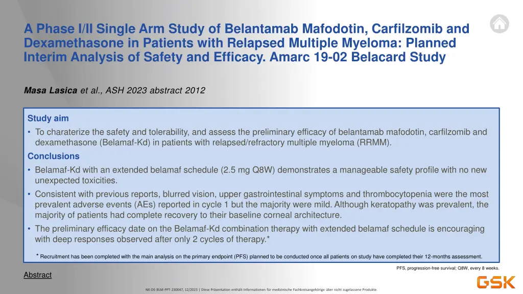 a phase i ii single arm study of belantamab