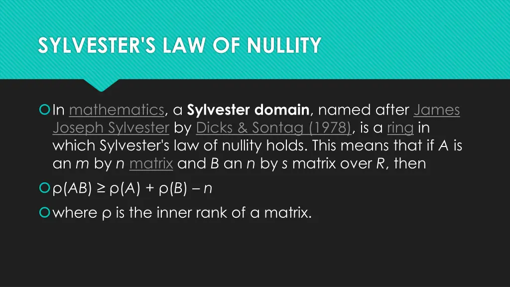 sylvester s law of nullity