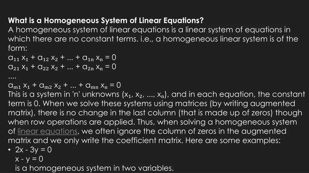 what is a homogeneous system of linear equations