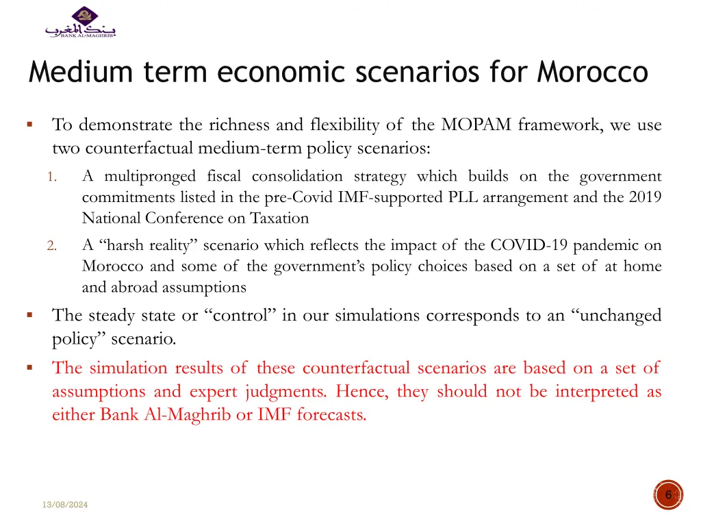 medium term economic scenarios for morocco