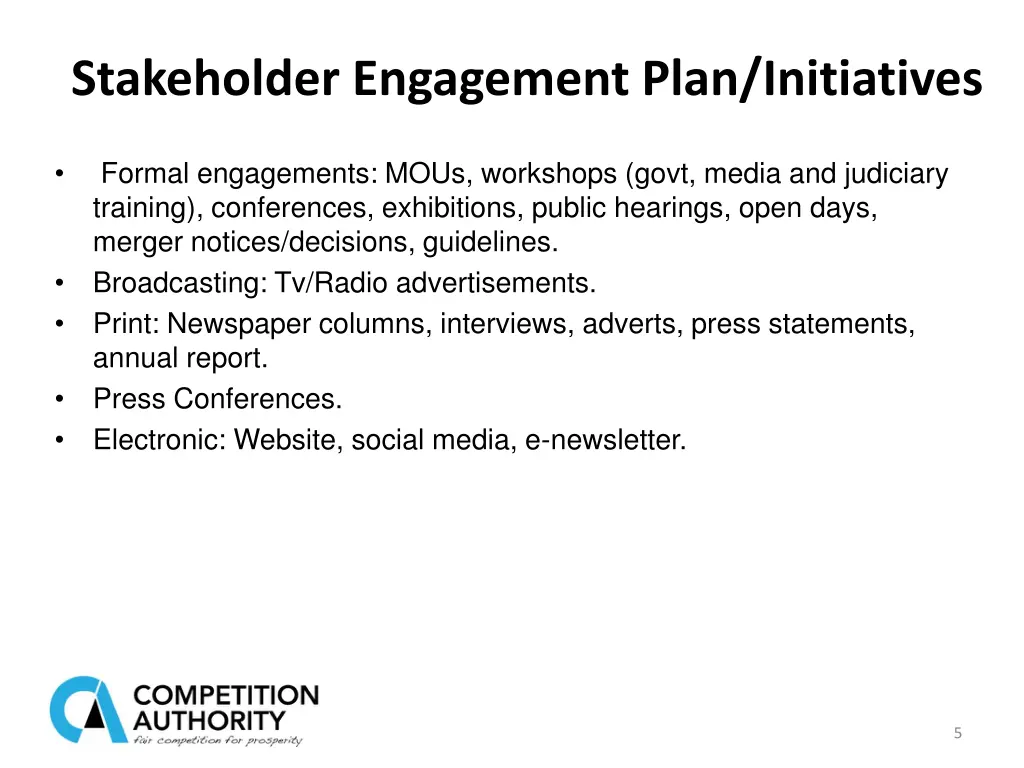 stakeholder engagement plan initiatives