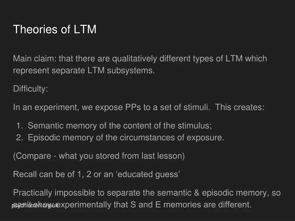 theories of ltm