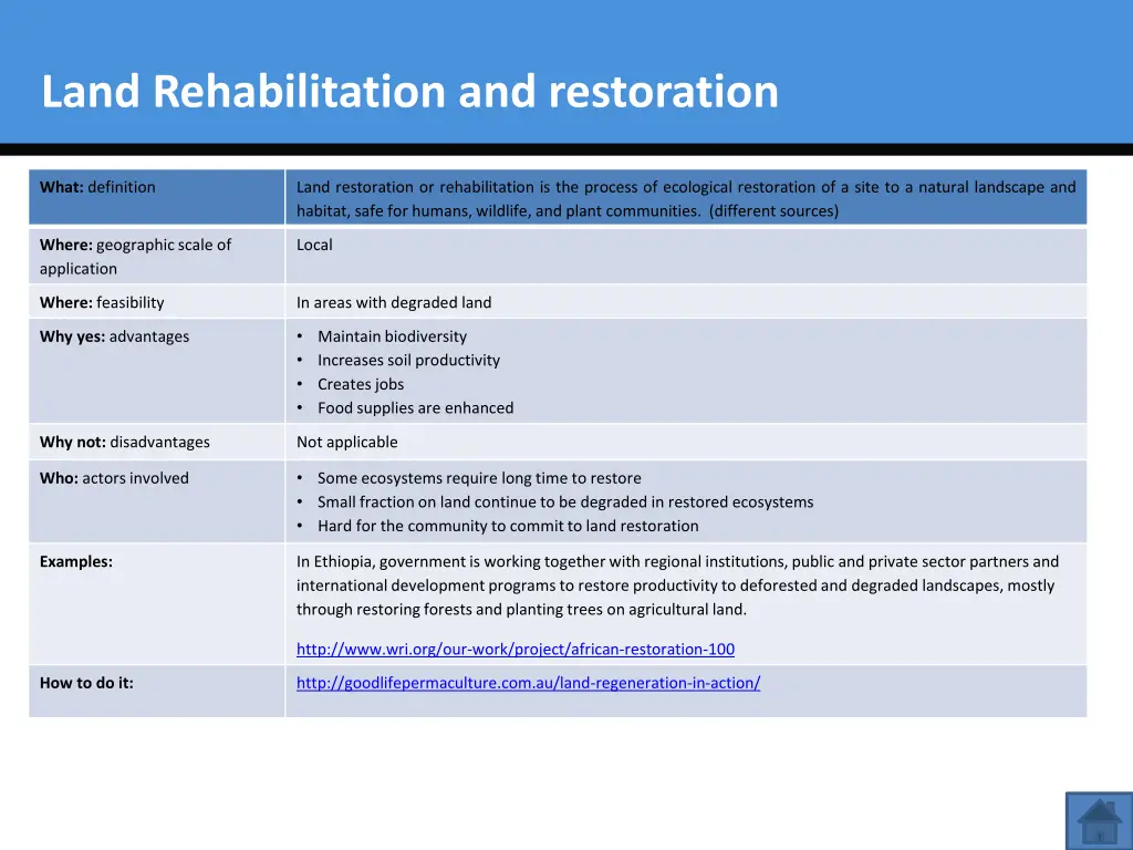 land rehabilitation and restoration