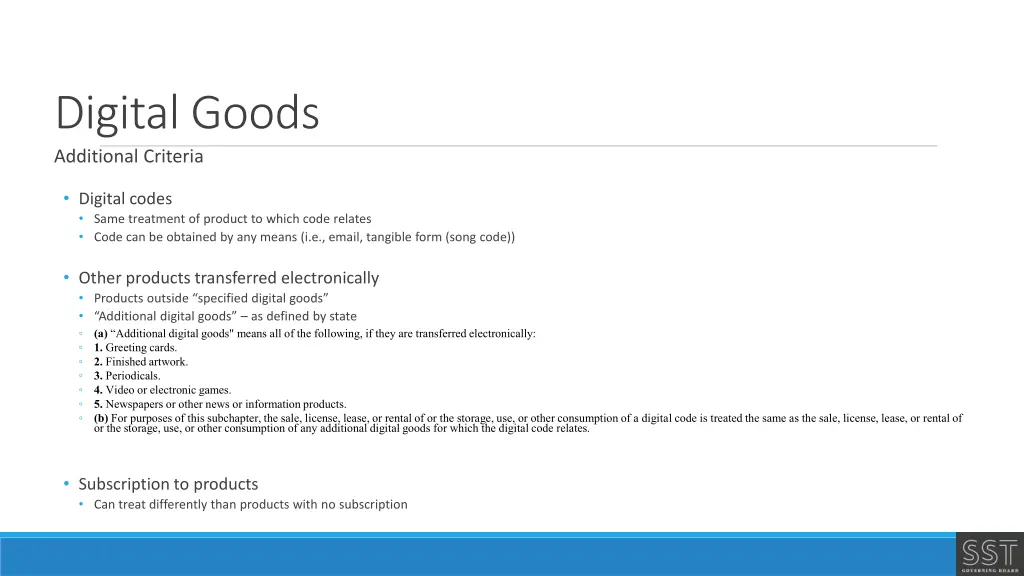 digital goods additional criteria