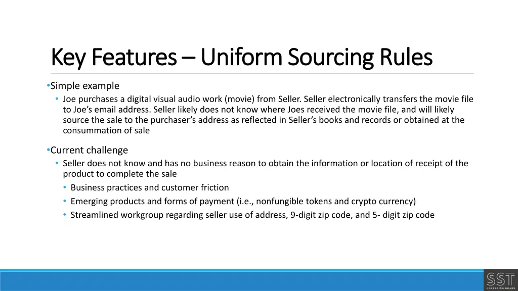 key features key features uniform sourcing rules 2