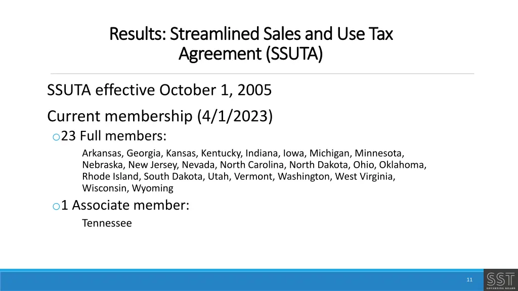 results streamlined sales and use tax results