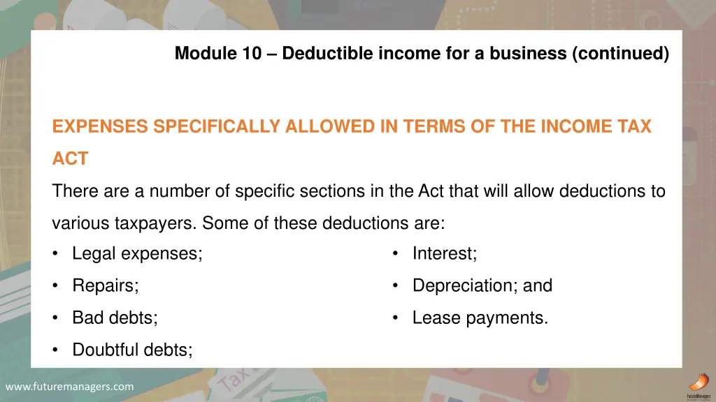 module 10 deductible income for a business 1