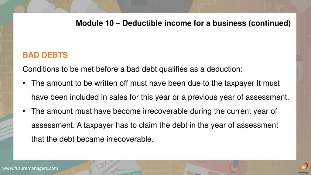 module 10 deductible income for a business 4