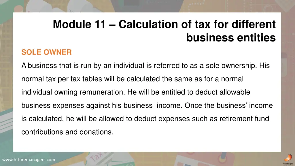 module 11 calculation of tax for different