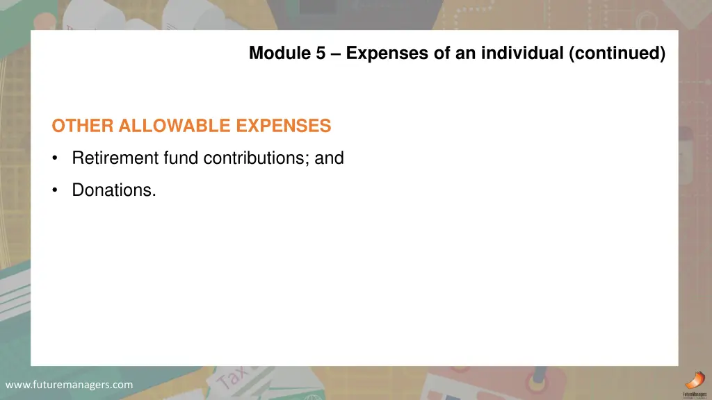 module 5 expenses of an individual continued 1