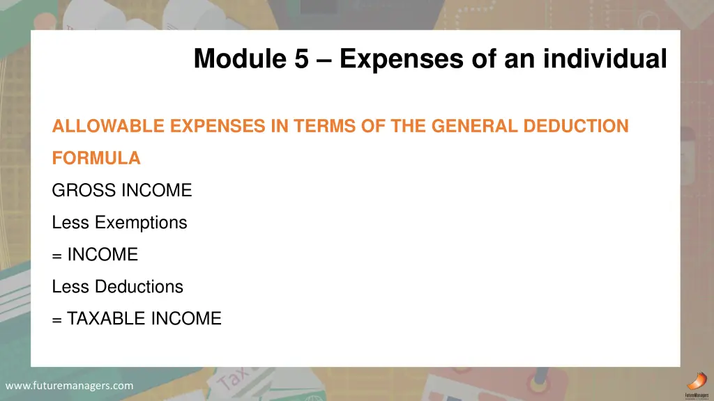 module 5 expenses of an individual