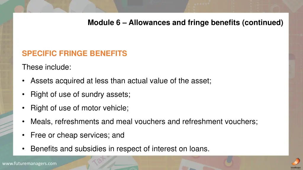 module 6 allowances and fringe benefits continued