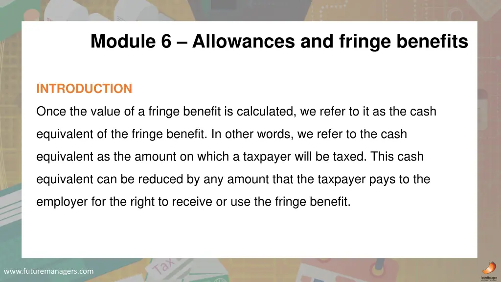 module 6 allowances and fringe benefits