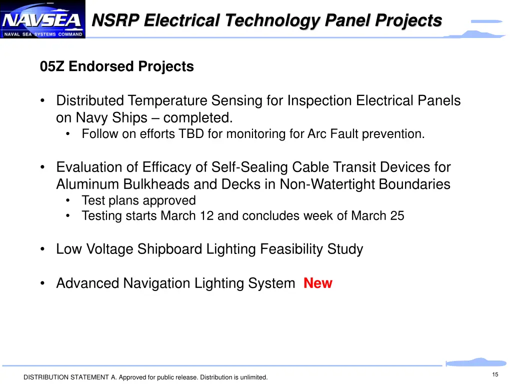 nsrp electrical technology panel projects