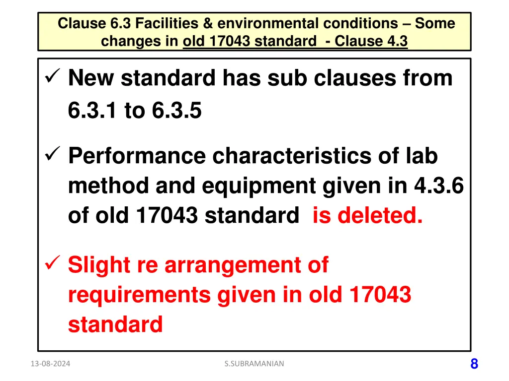 clause 6 3 facilities environmental conditions