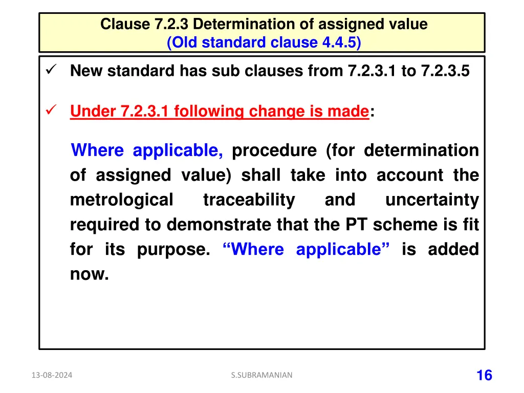 clause 7 2 3 determination of assigned value