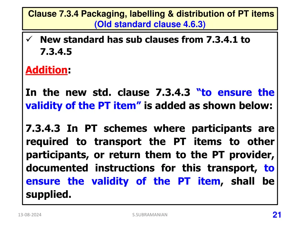 clause 7 3 4 packaging labelling distribution