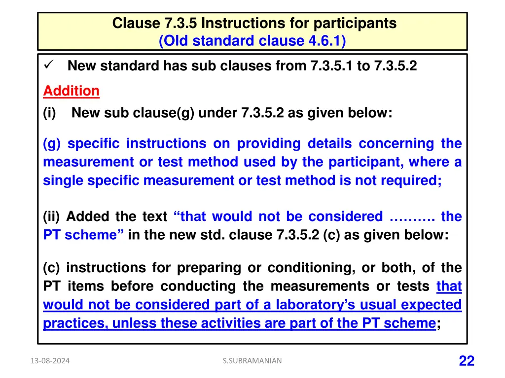 clause 7 3 5 instructions for participants