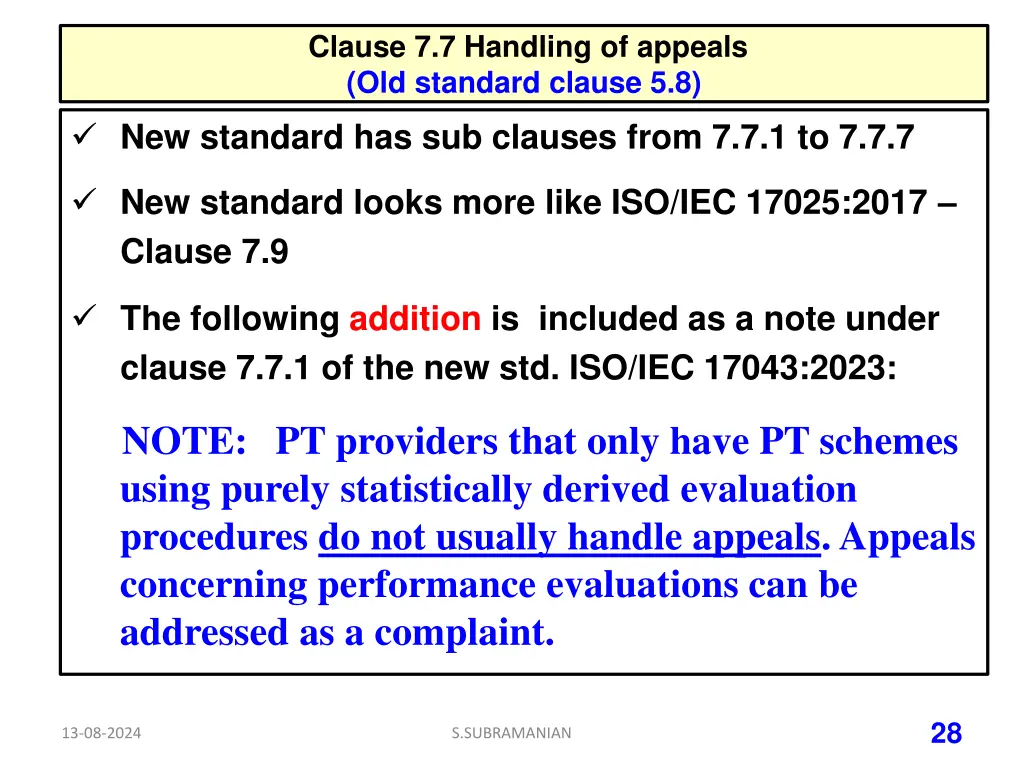 clause 7 7 handling of appeals old standard