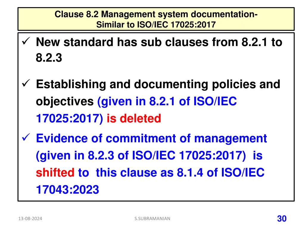 clause 8 2 management system documentation