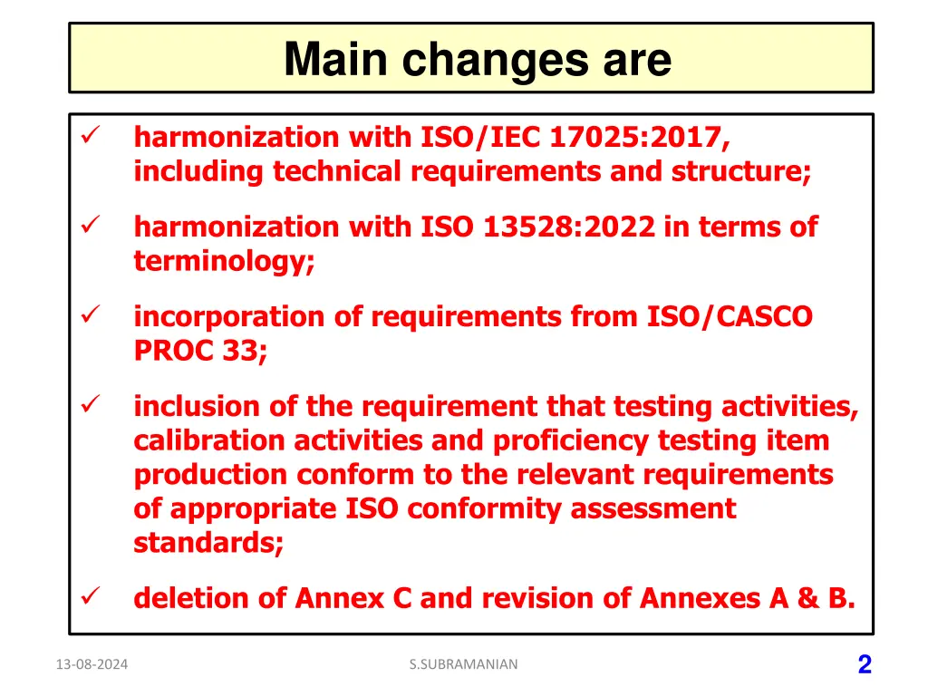 main changes are