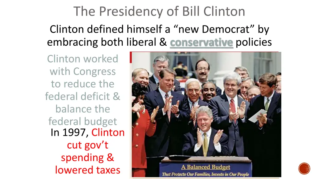 the presidency of bill clinton clinton defined 1