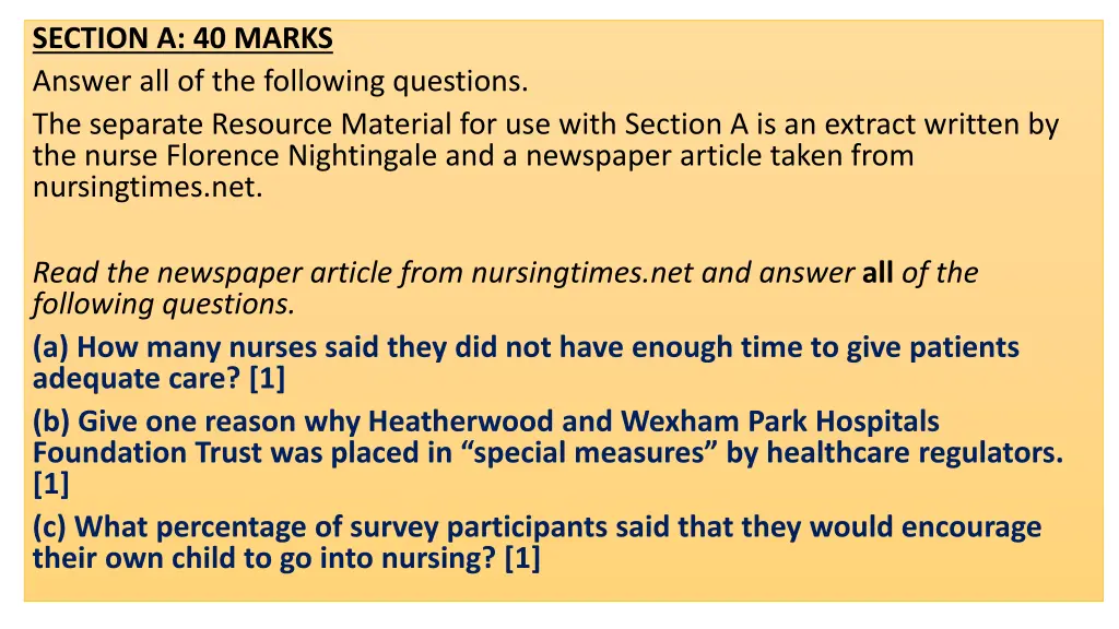 section a 40 marks answer all of the following