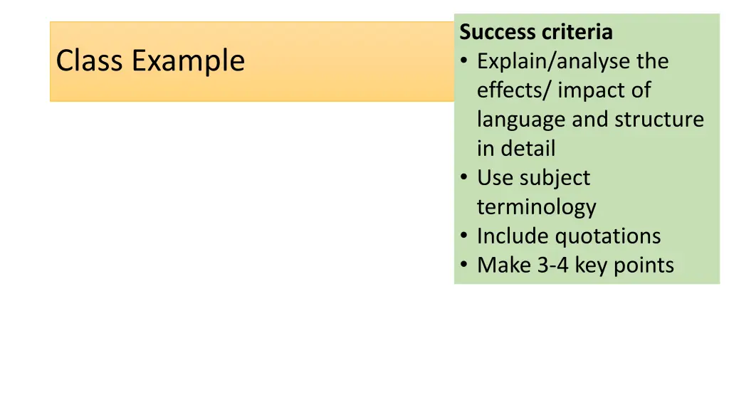 success criteria explain analyse the effects